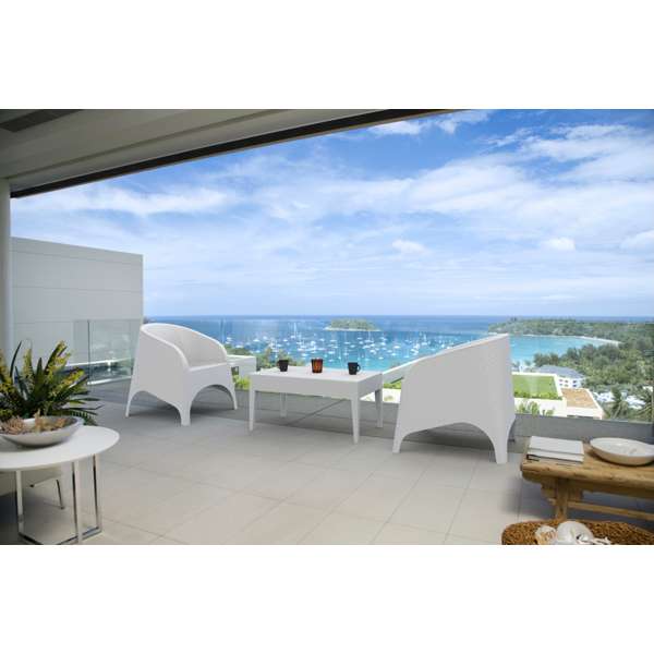 Siesta 3 Piece Resin Rattan Pool Side Setting with Aruba Arm Chair