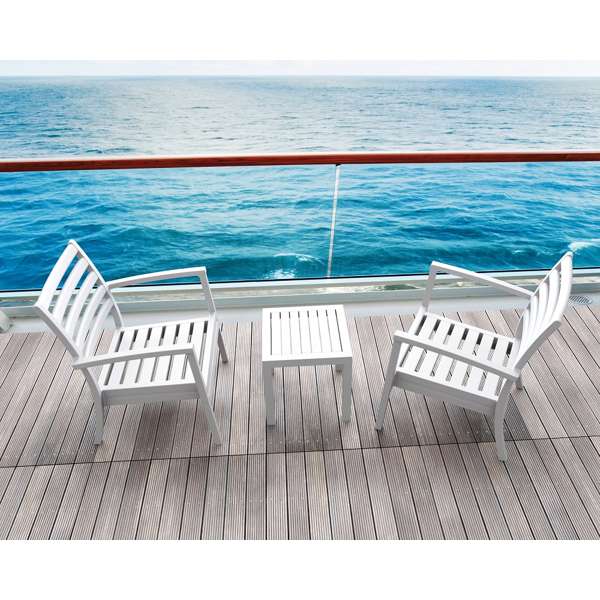 Siesta 3 Piece Balcony Setting with Artemis XL Arm Chair and Ocean Side Table