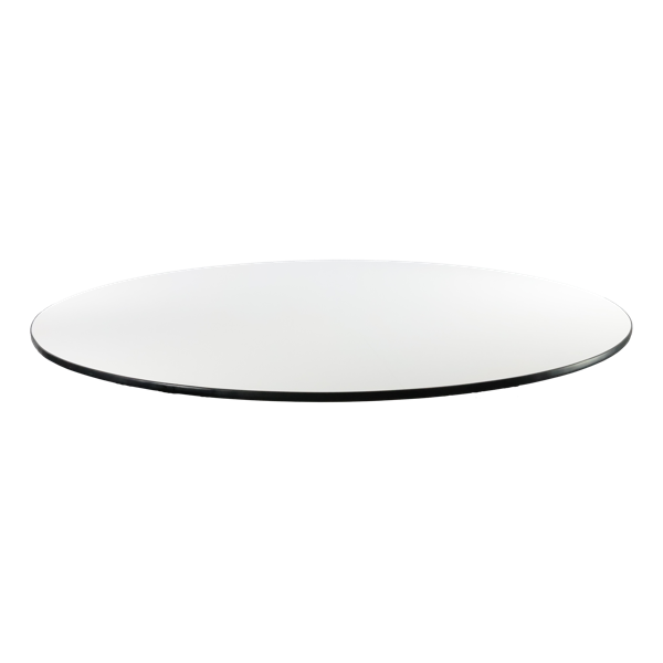 Durafurn Brooklyn Banquet Table Top - 1830DIA - White / Black T Mould Edging