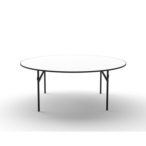 Durafurn Brooklyn 1830DIA Banquet Table - White / Black T Mould Edging
