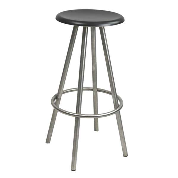 Cruza Stainless Steel Stool with Gentas Black Stool Top