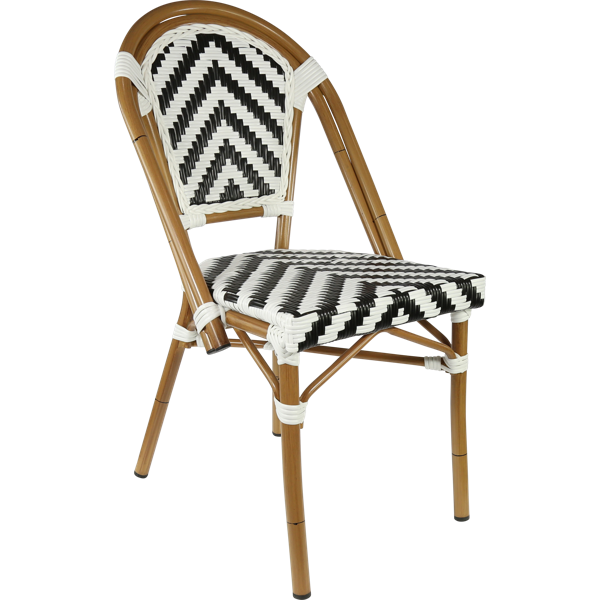 Durafurn Eiffel Chair - Natural Frame - Black/White Chevron
