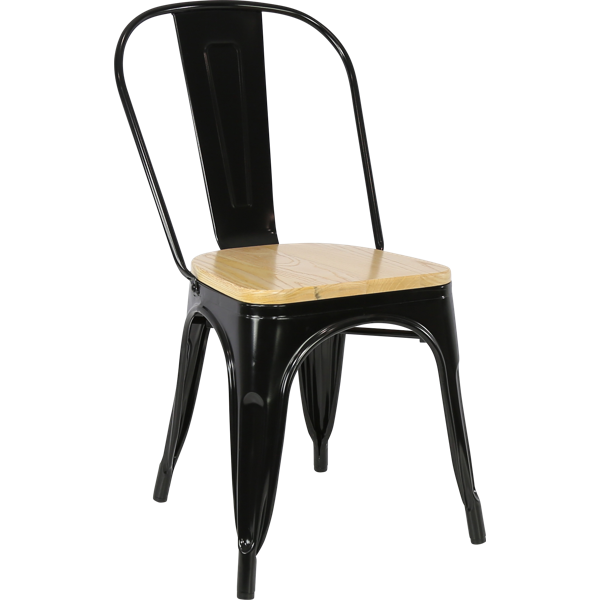 Durafurn Riviera Chair with Timber Seat - Black