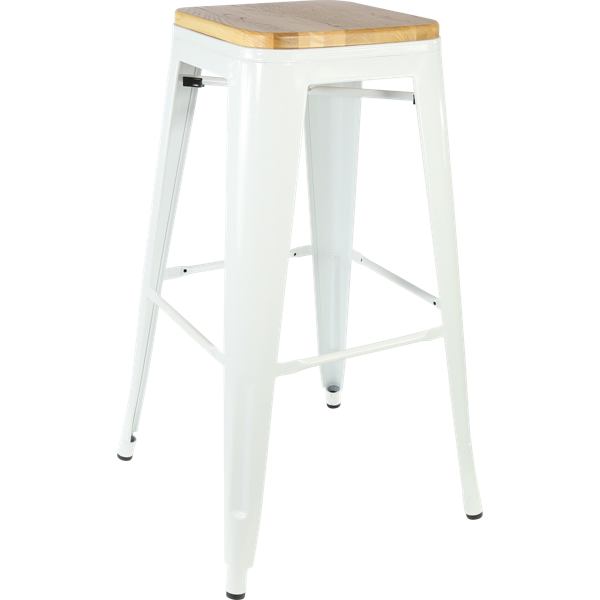 Durafurn Riviera 750 Stool with Timber Seat - White