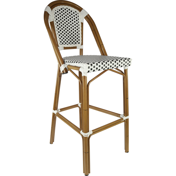 Durafurn Eiffel 750 Barstool -  Natural Frame - White/Black Standard
