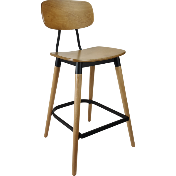 Durafurn Felix Barstool - Ply Seat - Lancaster Oak - Black Frame
