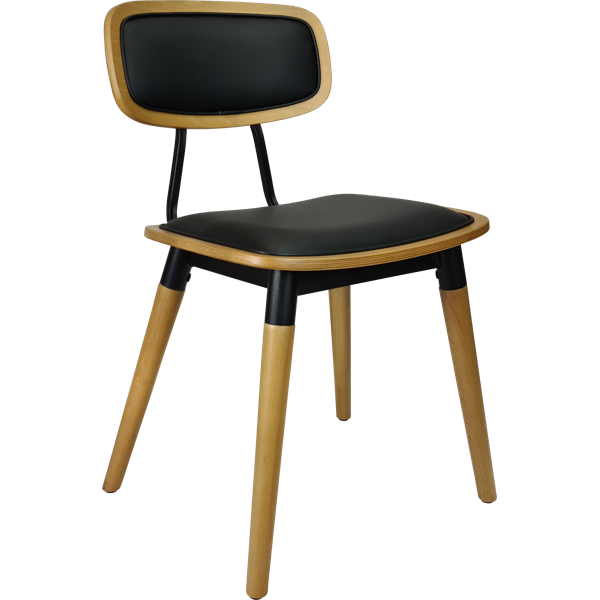 Durafurn Felix Chair - Black Vinyl Seat - Lancaster Oak - Black Frame