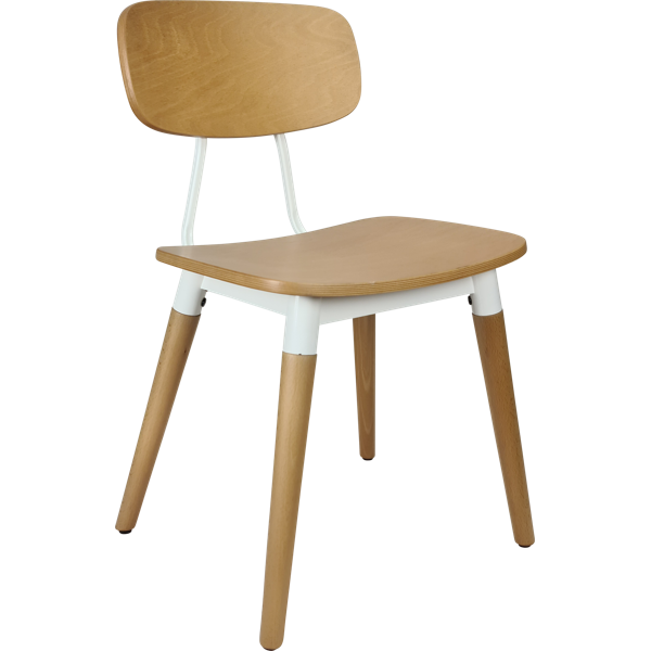 Durafurn Felix Chair - Ply Seat - Lancaster Oak - White Frame