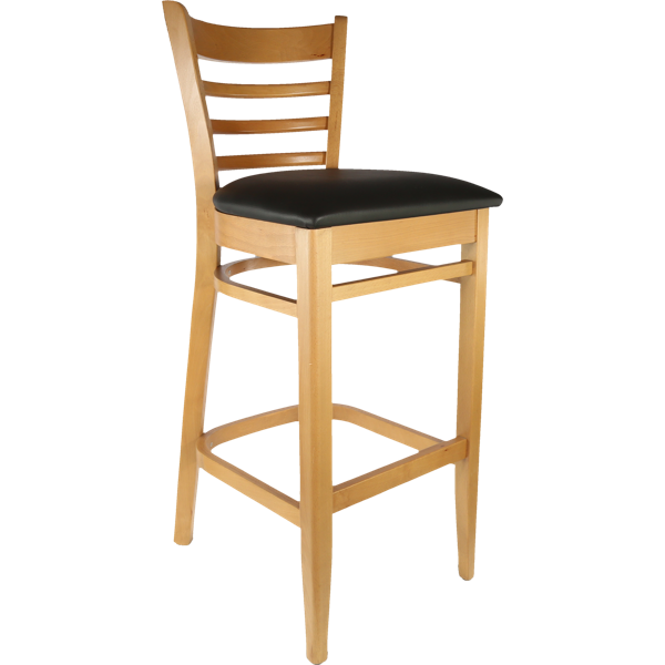 Durafurn Florence Barstool - Natural - Black Vinyl Seat (Black)