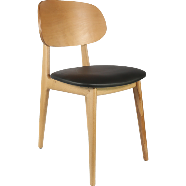 Durafurn Ban Chair - Black Dolaro Vinyl Seat - Trojan Oak Frame