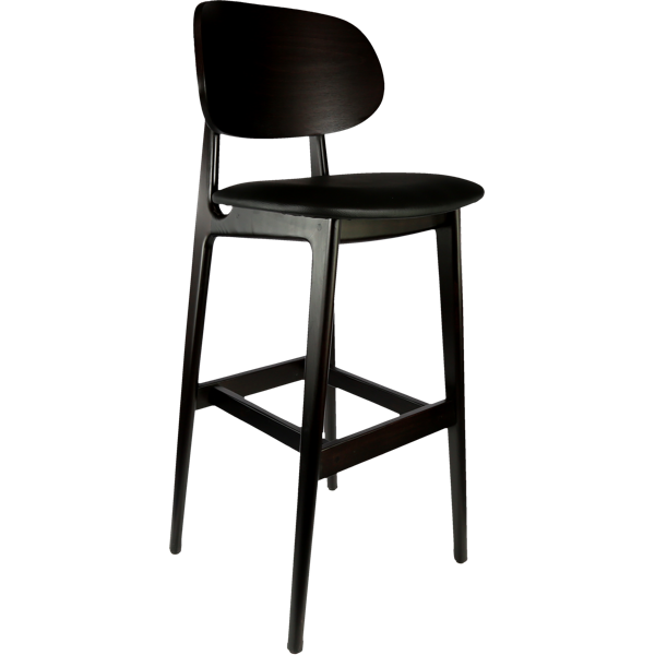 Durafurn Ban Barstool - Black Dolaro Vinyl Seat - Wenge H Frame