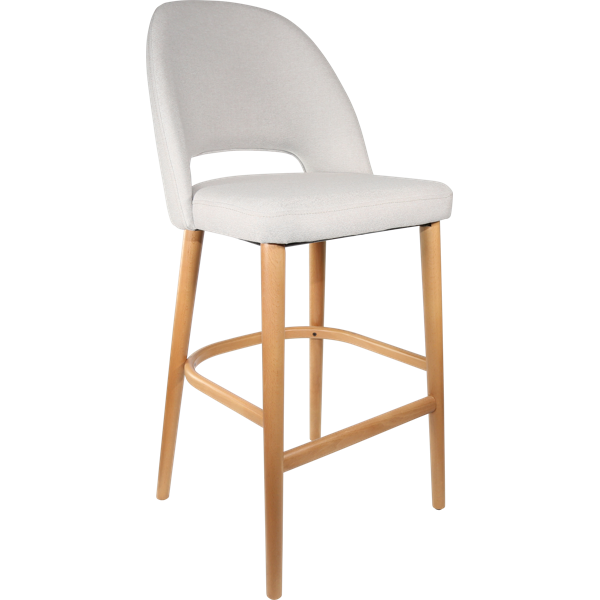Durafurn Semifreddo Stool - Trojan Oak Legs/ Light Grey Woven Fabric