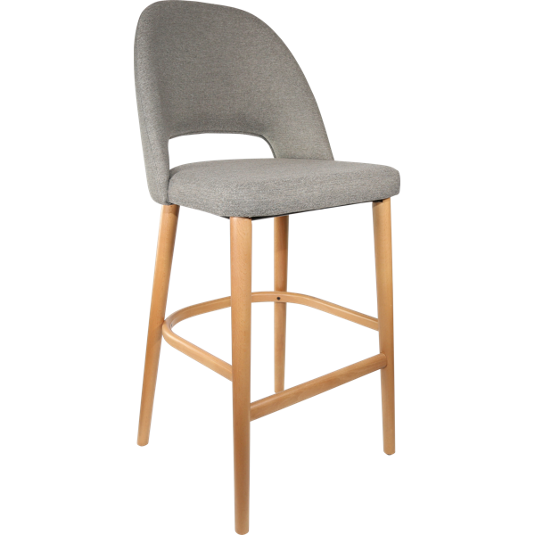 Durafurn Semifreddo Stool - Trojan Oak Legs/Taupe Woven Fabric