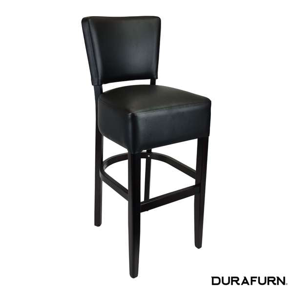 Durafurn Memphis Club Barstool - Black Dolaro Vinyl Seat and Backrest - Wenge H