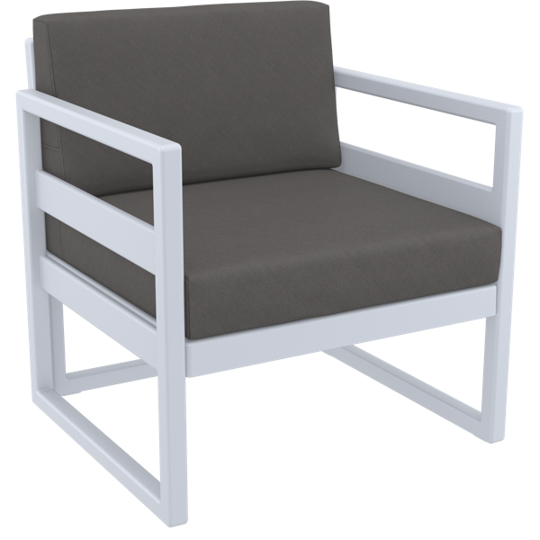 Siesta Mykonos Lounge Arm Chair - Silver Grey with Dark Grey Cushions