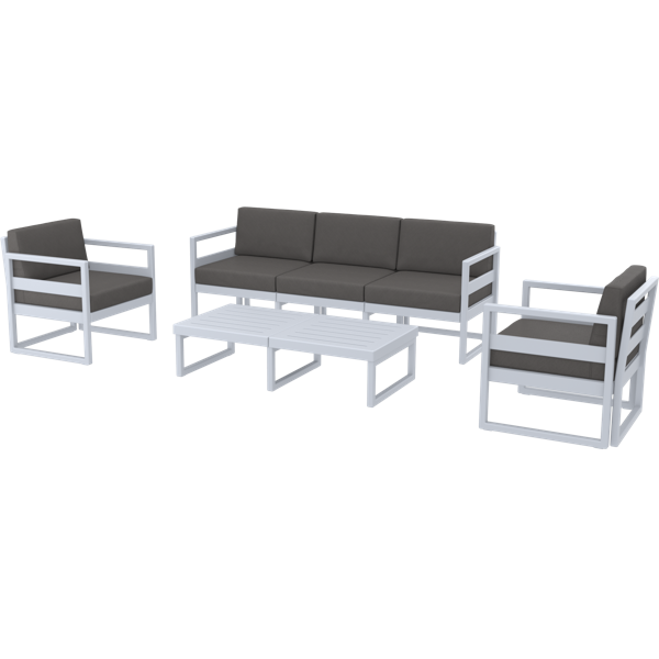 Siesta Mykonos Lounge Set XL - Silver Grey with Dark Grey Cushions
