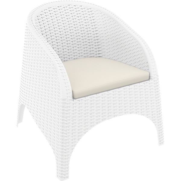 Siesta Aruba Arm Chair - White with Beige Cushion