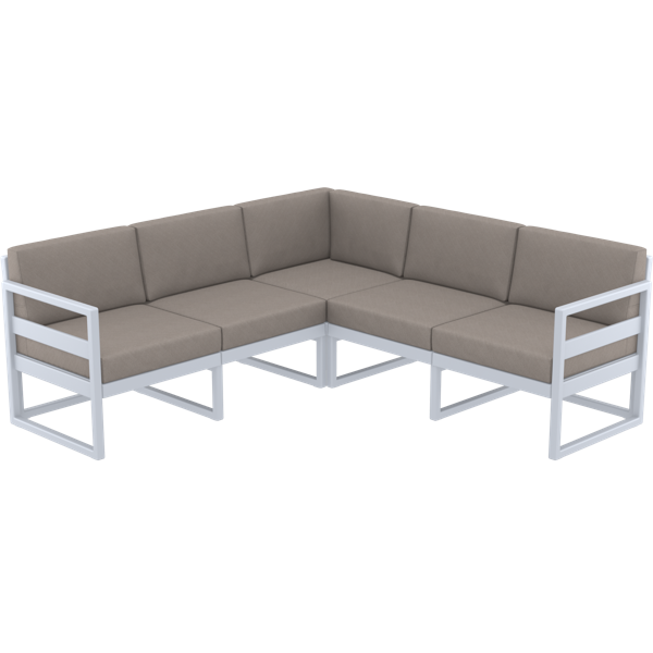 Siesta Mykonos Lounge Corner - Silver Grey with Brown Cushions