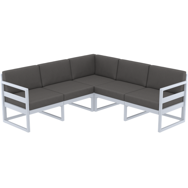 Siesta Mykonos Lounge Corner - Silver Grey with Dark Grey Cushions