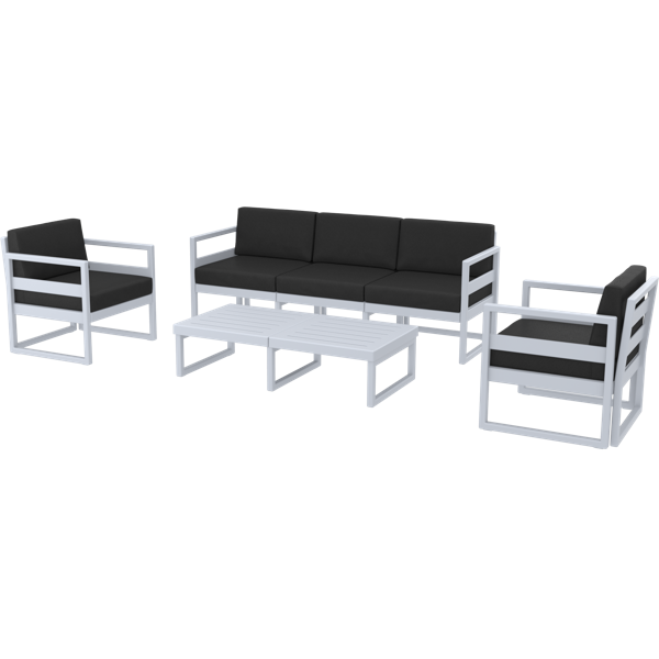 Siesta Mykonos Lounge Set XL - Silver Grey with Black Cushions