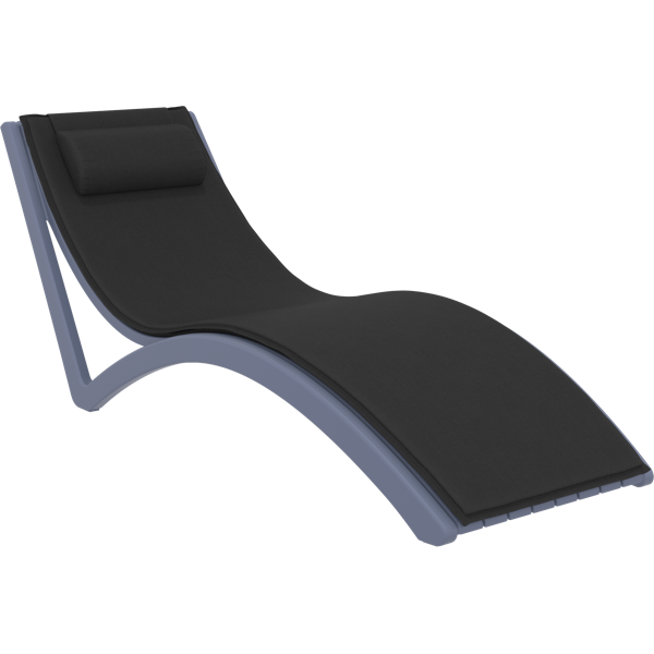 Siesta Slim Sun Lounger - Anthracite with Black Cushion and Pillow