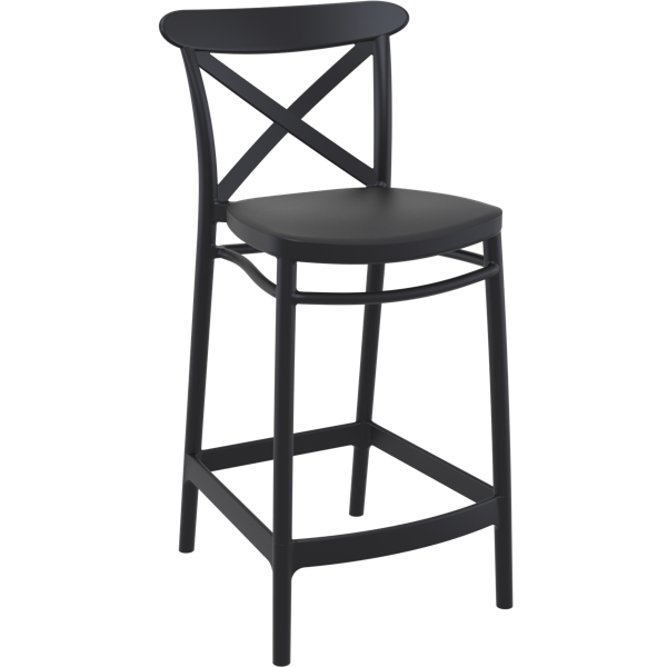 Siesta Cross Bar Stool 65cm (Counter Height) - Black