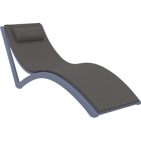 Siesta Slim Sun Lounger - Anthracite with Dark Grey Cushion and Pillow