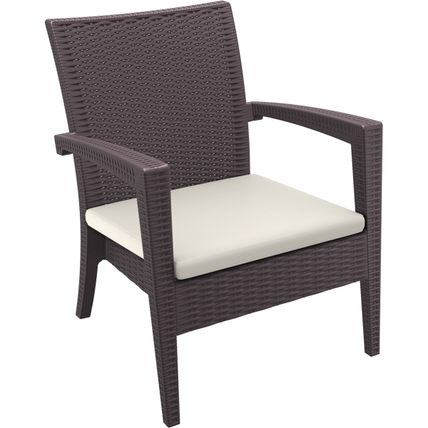 Siesta Miami (Tequila) Arm Chair - Chocolate with Cushion