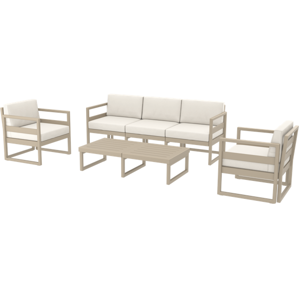 Siesta Mykonos Lounge Set XL - Taupe with Beige Cushions
