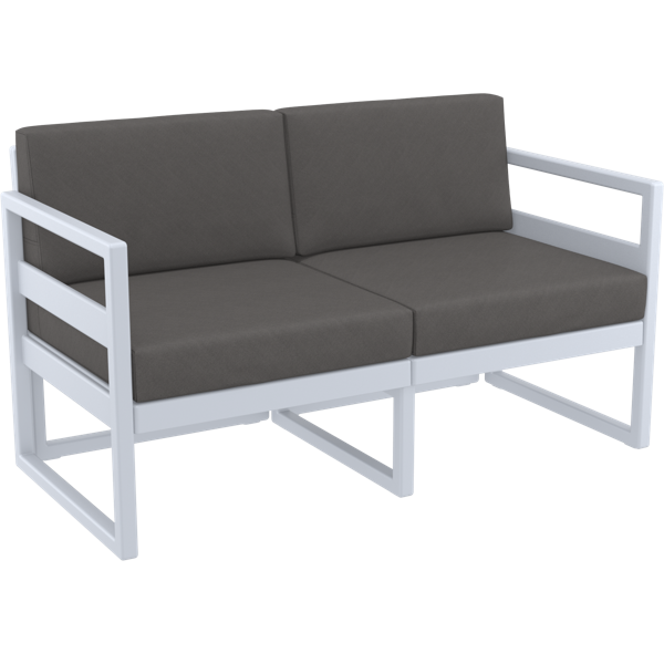 Siesta Mykonos Lounge Sofa - Silver Grey with Dark Grey Cushions