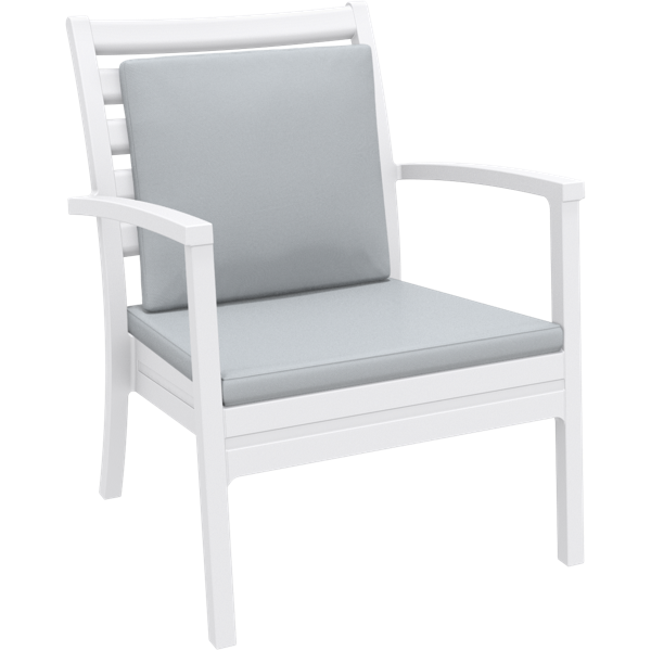 Siesta Artemis XL Arm Chair - White with Light Grey Seat and Back Cushion