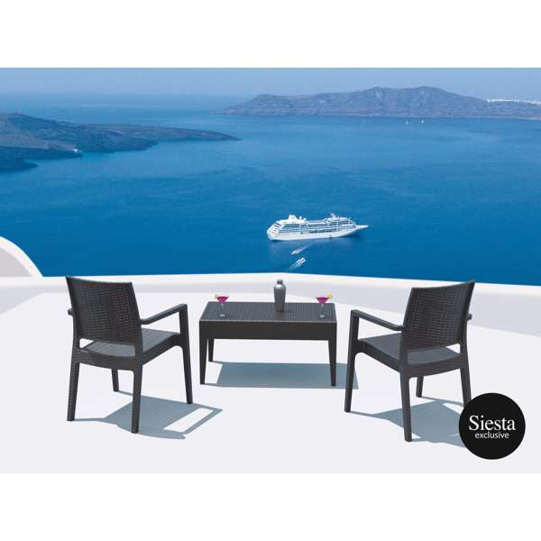 Siesta Ibiza Arm Chair/Miami Lounge Table 2 Seat Package - White