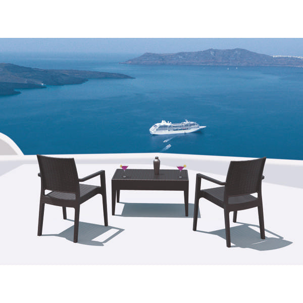 Siesta 3 Piece Resin Rattan Pool Side Setting with Ibiza Arm Chair