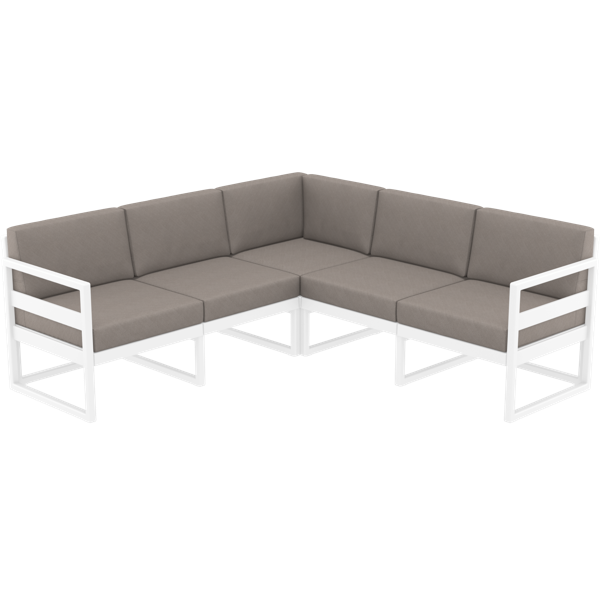 Siesta Mykonos Lounge Corner - White with Brown Cushions