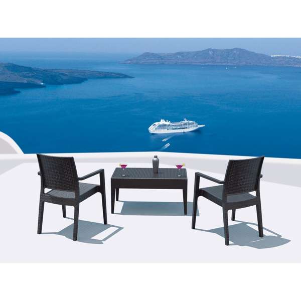 Siesta Ibiza Arm Chair/Miami Lounge Table 2 Seat Package - Chocolate