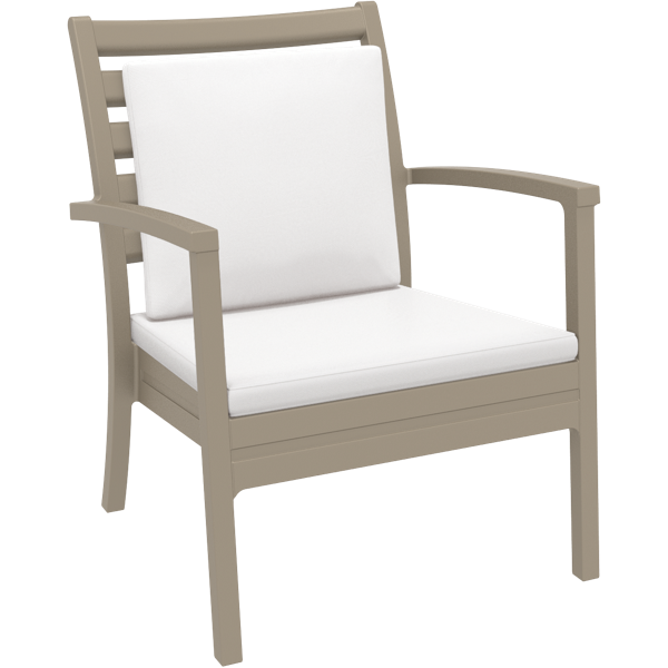 Siesta Artemis XL Arm Chair - Taupe with White Seat and Back Cushion