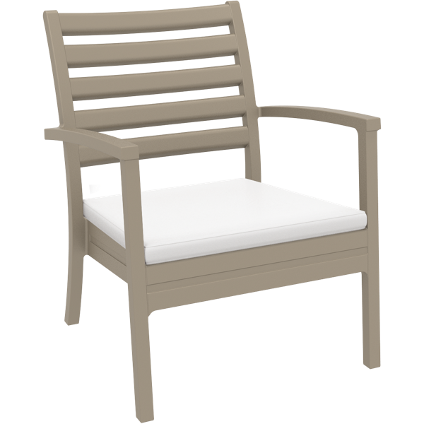 Siesta Artemis XL Arm Chair - Taupe with White Seat Cushion