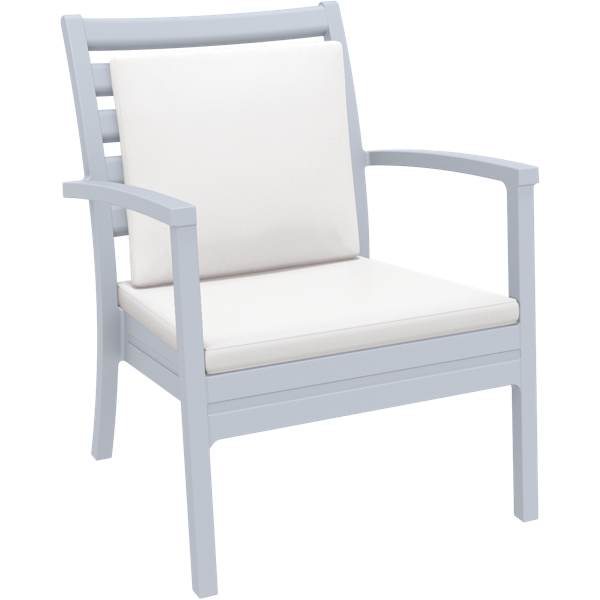 Siesta Artemis XL Arm Chair - Silver Grey with White Seat and Back Cushion