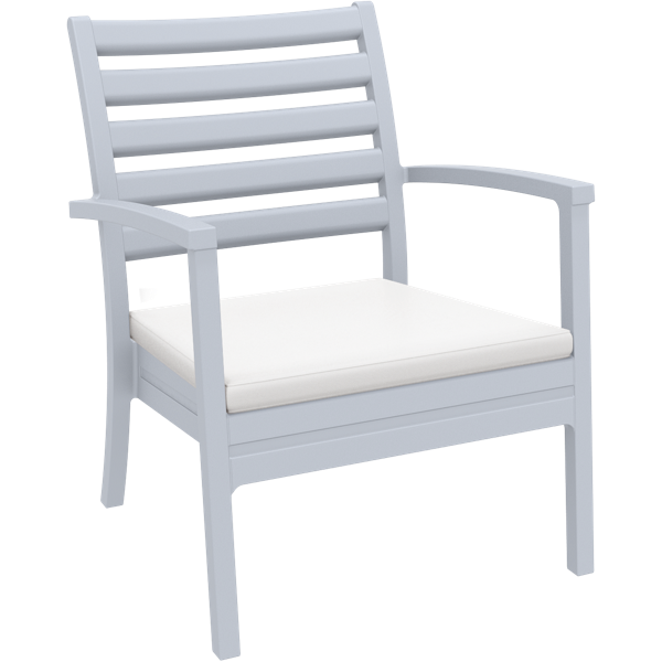 Siesta Artemis XL Arm Chair - Silver Grey with White Seat Cushion