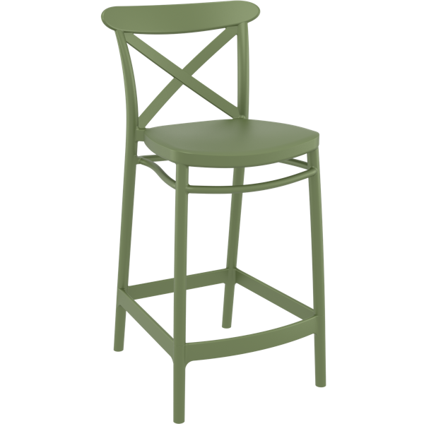 Siesta Cross Bar Stool 65cm (Counter Height) - Olive Green