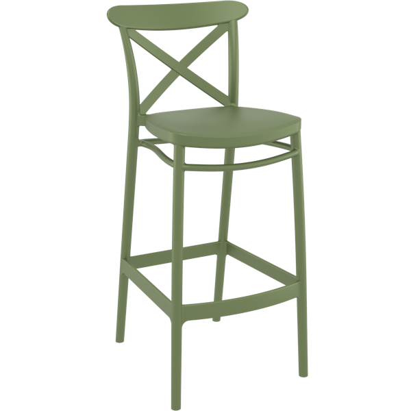 Siesta Cross Bar Stool 75cm (Dry Bar Height) - Olive Green