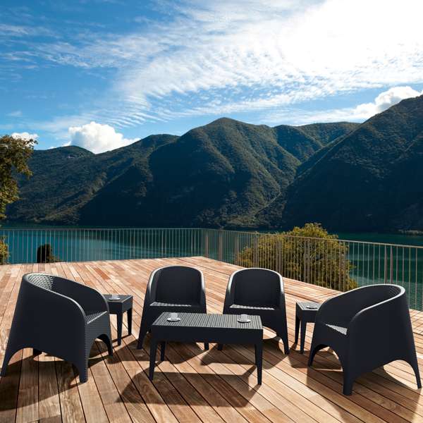 Siesta Aruba Tub Chair/Miami Lounge Table 4 Seat Package - White