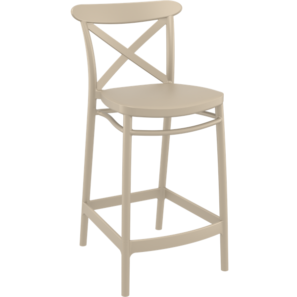 Siesta Cross Bar Stool 65cm (Counter Height) - Taupe