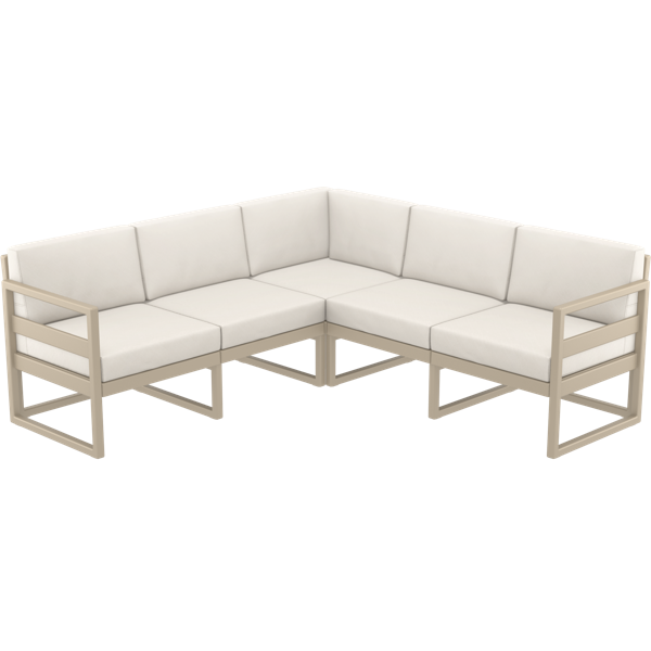 Siesta Mykonos Lounge Corner - Taupe with Beige Cushions