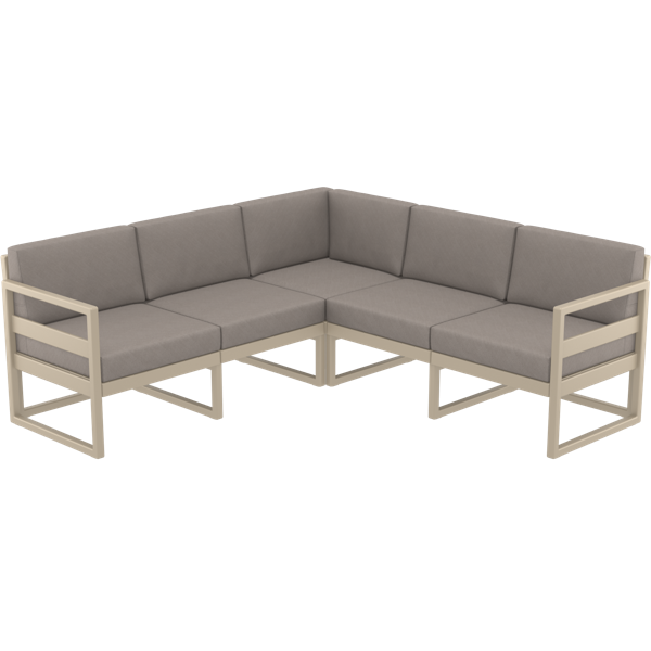 Siesta Mykonos Lounge Corner - Taupe with Brown Cushions