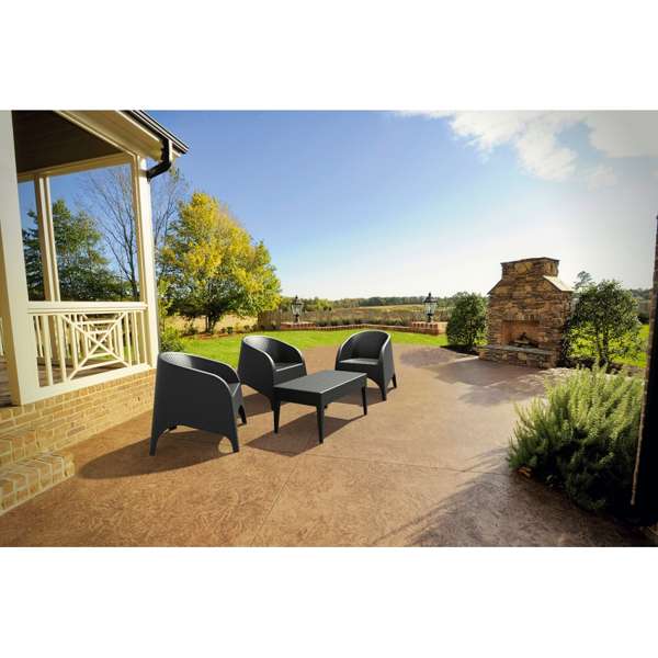 Siesta Aruba Tub Chair/Miami Lounge Table 3 Seat Package - White