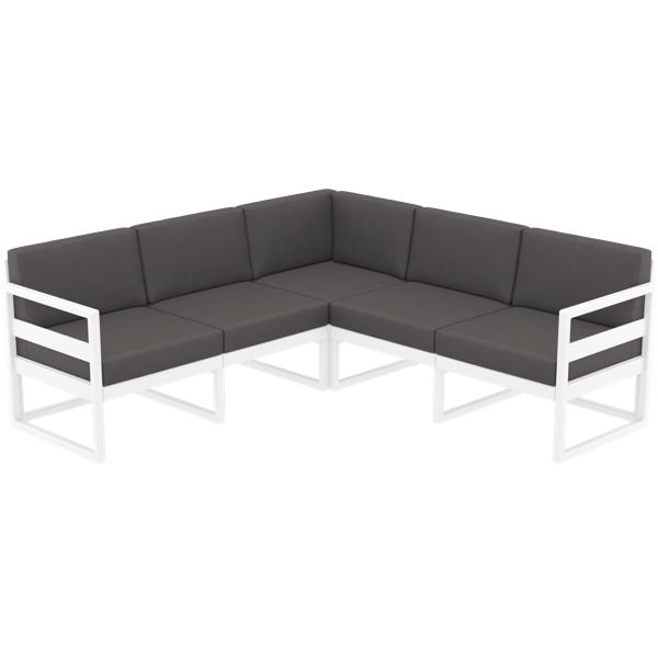 Siesta Mykonos Lounge Corner - White with Dark Grey Cushions