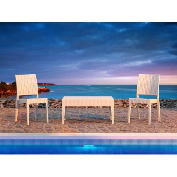 Siesta Florida Chair/Miami Lounge Table 2 Seat Package- White