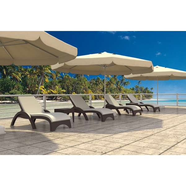 Siesta Resin Rattan Sun Lounger with Cushions 6 Piece Package with Miami Side Table