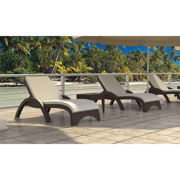 Siesta Fiji Sun Lounger/Miami Side Table 3 Pc Package - Chocolate With Beige Cushion